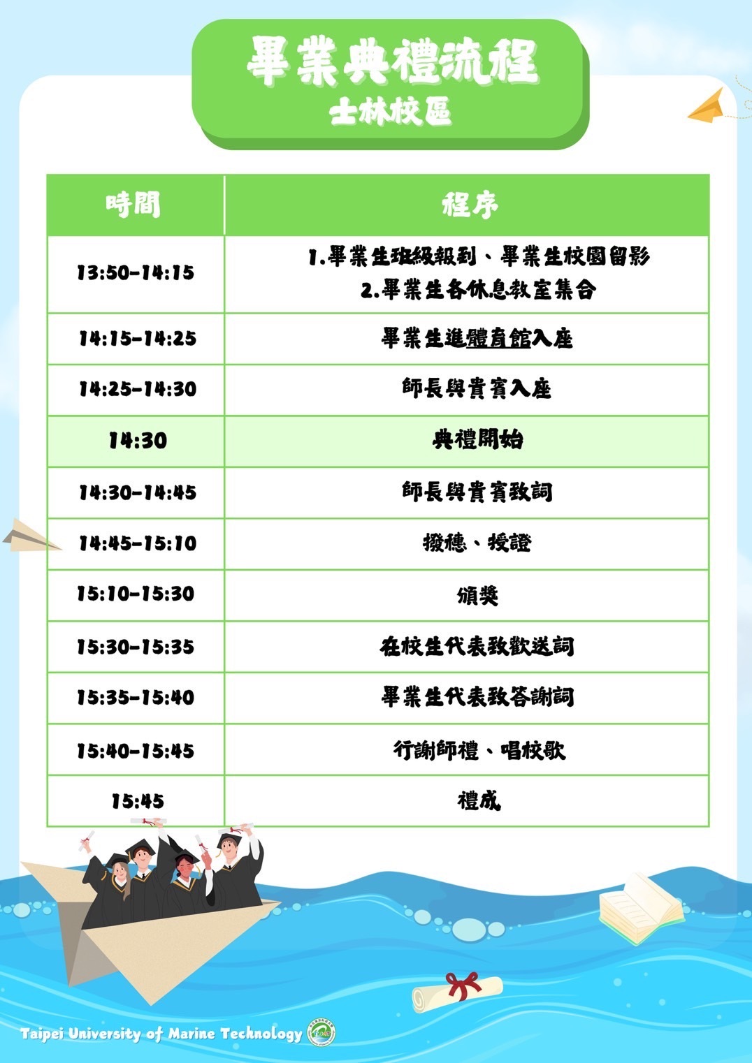 典禮流程(士林校區)