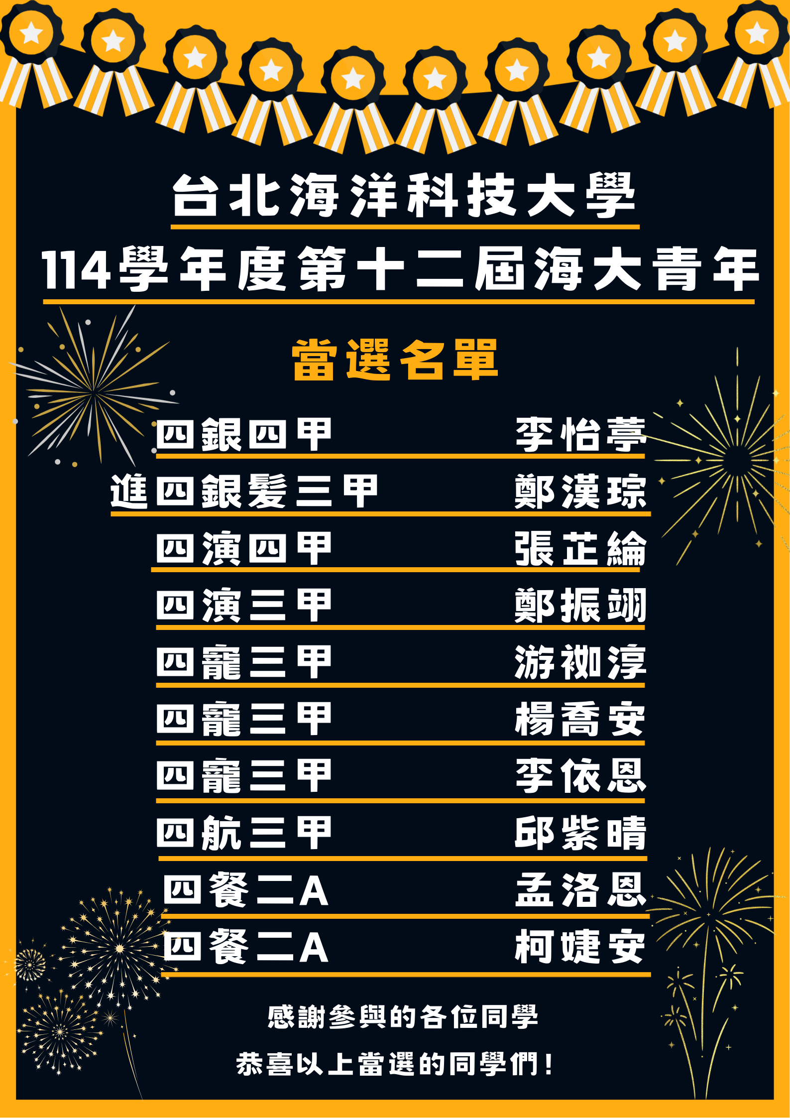 114學年度第12屆台北海大青年