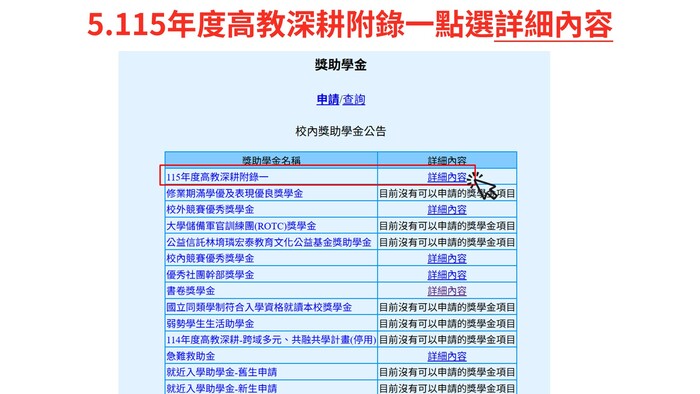 5.115年度高教深耕附錄一點選詳細內容圖片
